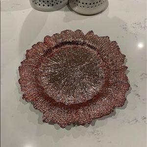 Set of 4 Rose Gold Glass Charger plates